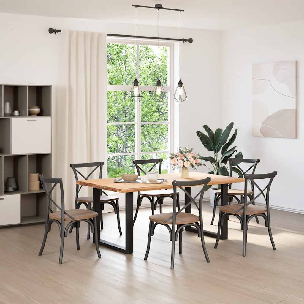Gambe Tavolo Pranzo a U 2 pz Nero 90x(72-73) cm Acciaio - homemem39