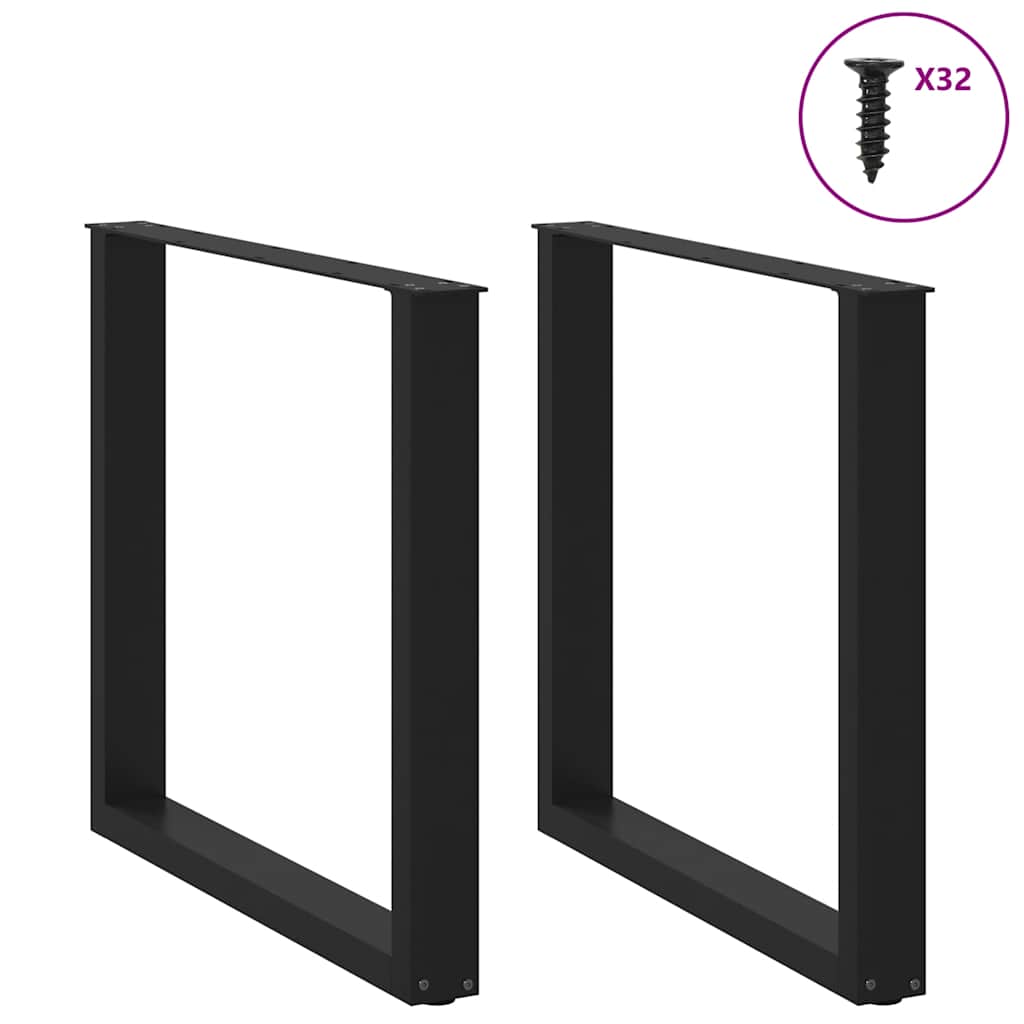Gambe Tavolo Pranzo a U 2 pz Nero 90x(72-73) cm Acciaio - homemem39