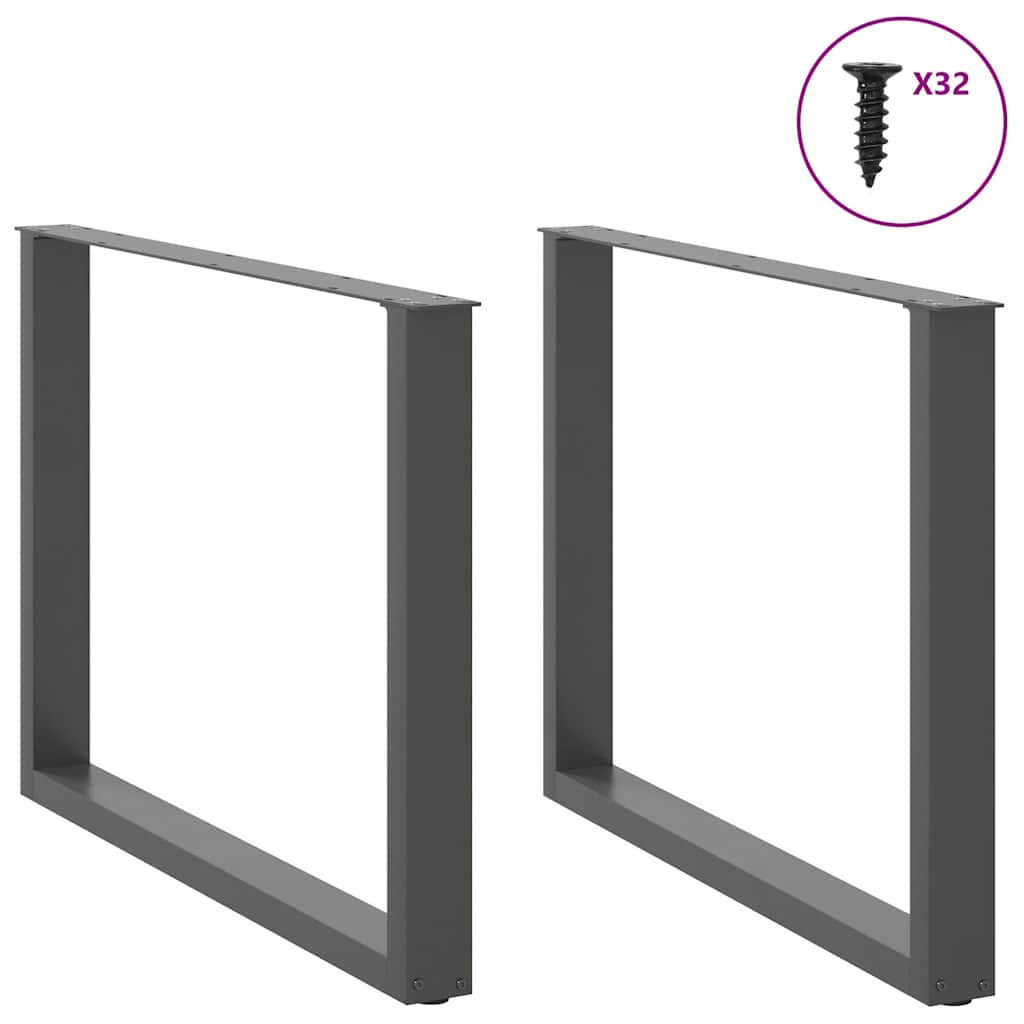 Gambe per tavolo da pranzo forma U 2 pz Antracite 100x(72-73)cm