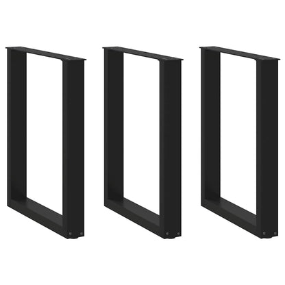 Gambe Tavolino da Caffè a U 3 pz Nero 70x(72-73) cm in Acciaio - homemem39