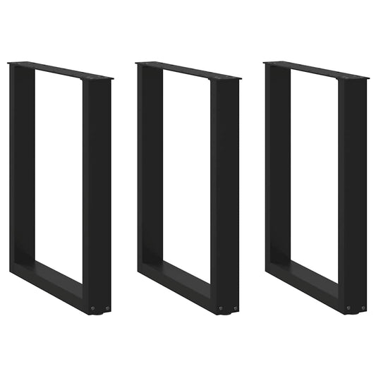 Gambe Tavolino da Caffè a U 3 pz Nero 70x(72-73) cm in Acciaio - homemem39