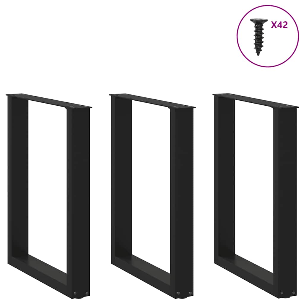 Gambe Tavolino da Caffè a U 3 pz Nero 70x(72-73) cm in Acciaio - homemem39