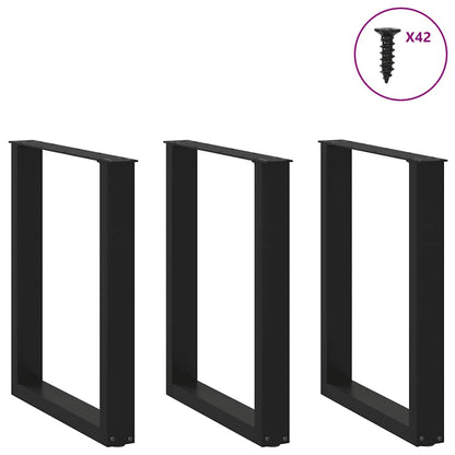 Gambe Tavolino da Caffè a U 3 pz Nero 70x(72-73) cm in Acciaio - homemem39