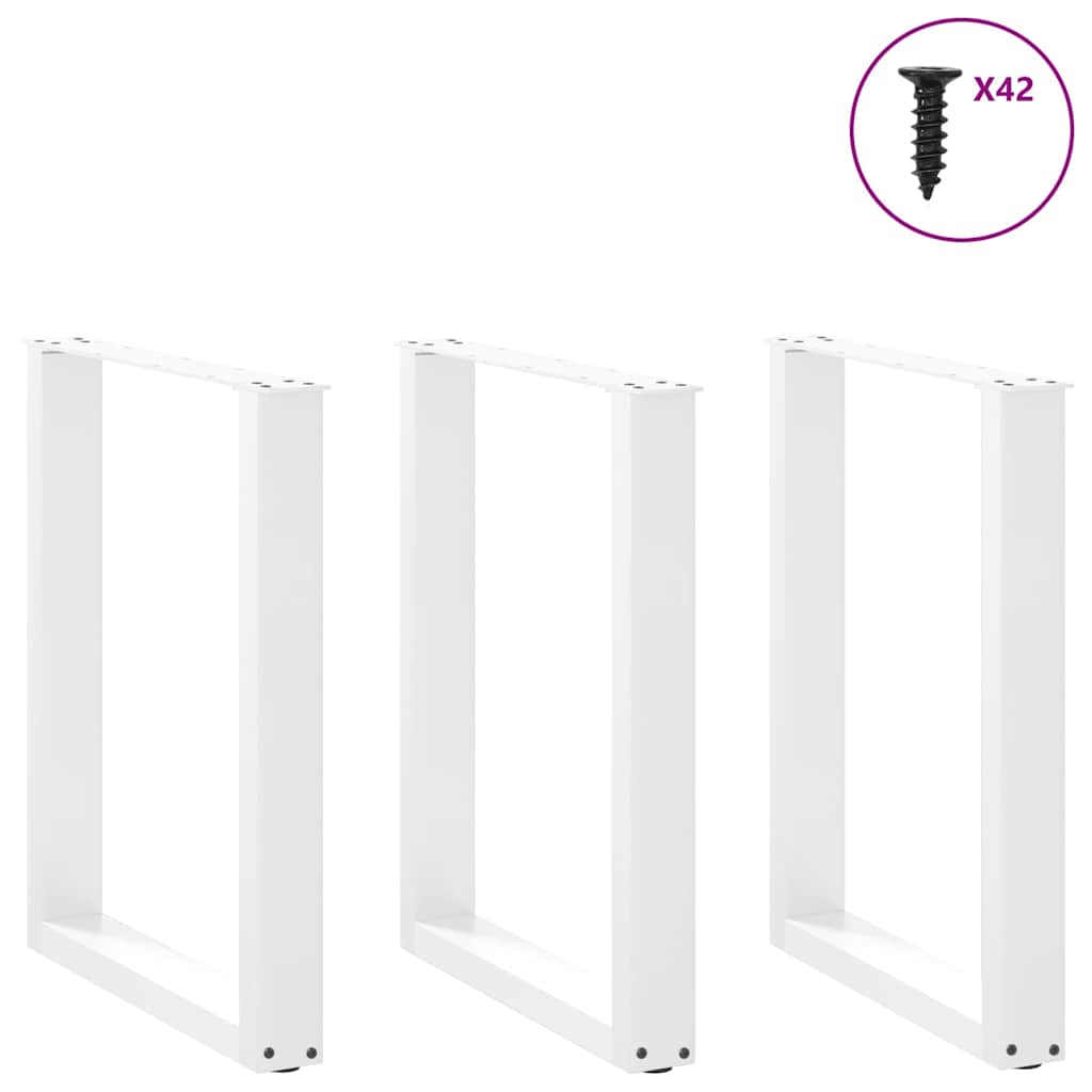 Gambe Tavolino da Caffè a U 3 pz Bianco 70x(72-73) cm Acciaio - homemem39