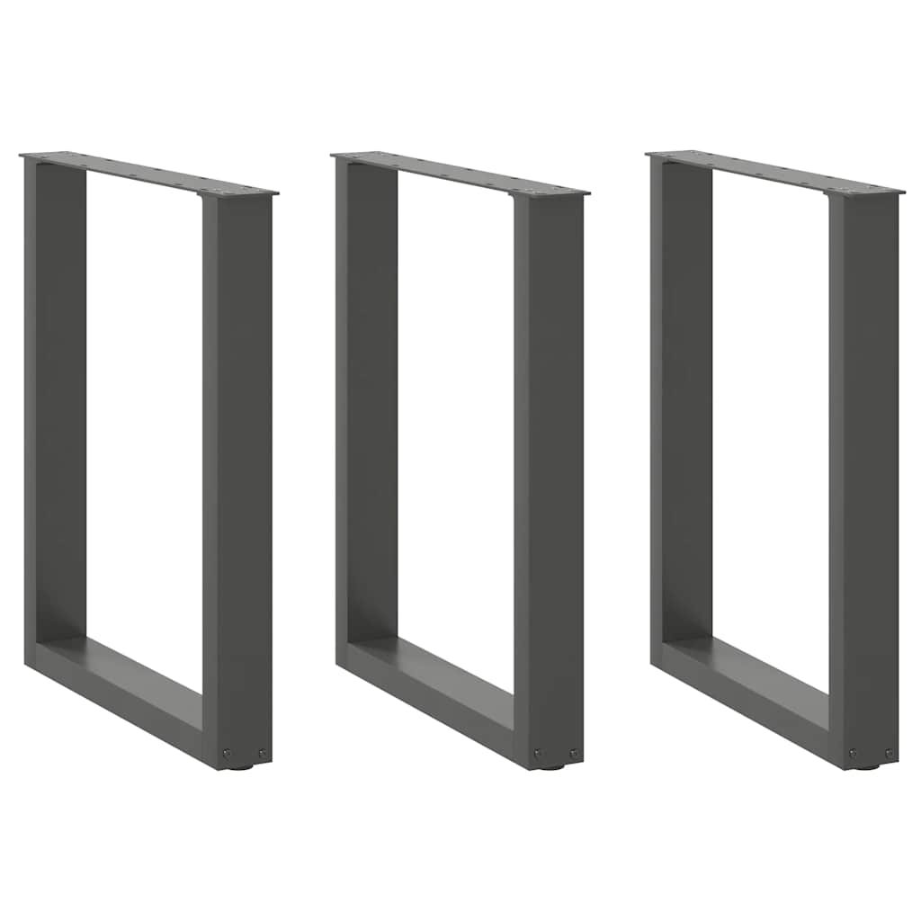 Gambe Tavolino Caffè a U 3 pz Antracite 70x(72-73)cm in Acciaio - homemem39