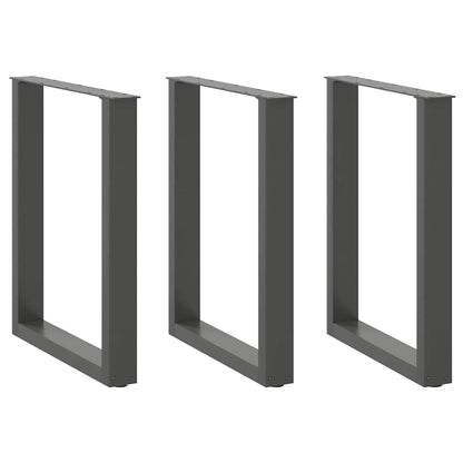Gambe Tavolino Caffè a U 3 pz Antracite 70x(72-73)cm in Acciaio - homemem39