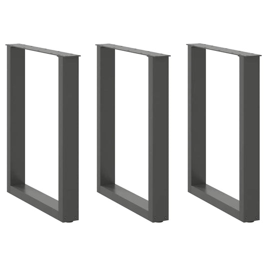 Gambe Tavolino Caffè a U 3 pz Antracite 70x(72-73)cm in Acciaio - homemem39