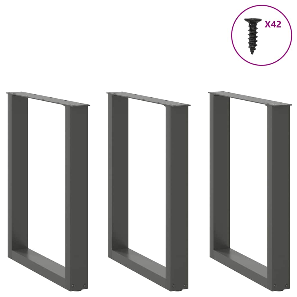 Gambe Tavolino Caffè a U 3 pz Antracite 70x(72-73)cm in Acciaio - homemem39