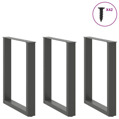 Gambe Tavolino Caffè a U 3 pz Antracite 70x(72-73)cm in Acciaio - homemem39