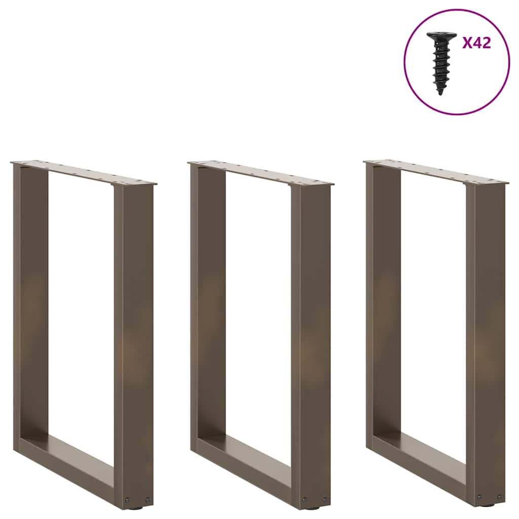 Gambe Tavolino Caffè a U 3 pz Naturale 70x(72-73) cm in Acciaio - homemem39