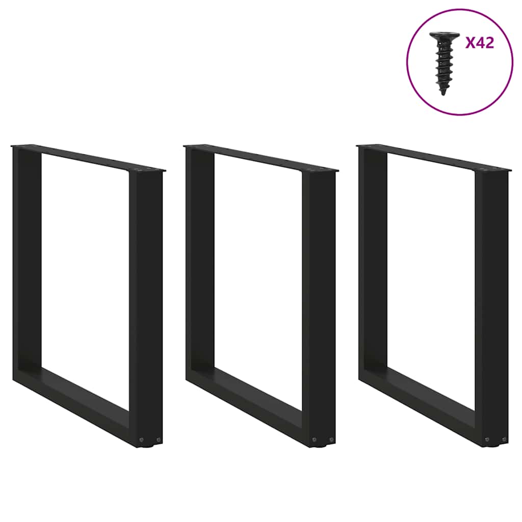 Gambe Tavolino da Caffè a U 3 pz Nero 80x(72-73) cm in Acciaio - homemem39