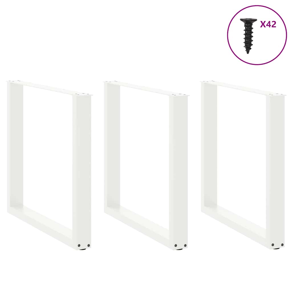 Gambe Tavolino da Caffè a U 3 pz Bianco 80x(72-73) cm Acciaio - homemem39