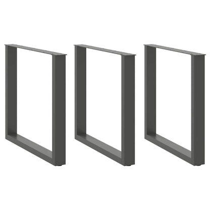 Gambe Tavolino Caffè a U 3 pz Antracite 80x(72-73)cm in Acciaio - homemem39