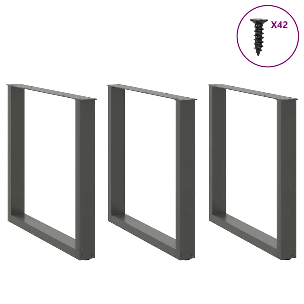 Gambe Tavolino Caffè a U 3 pz Antracite 80x(72-73)cm in Acciaio - homemem39