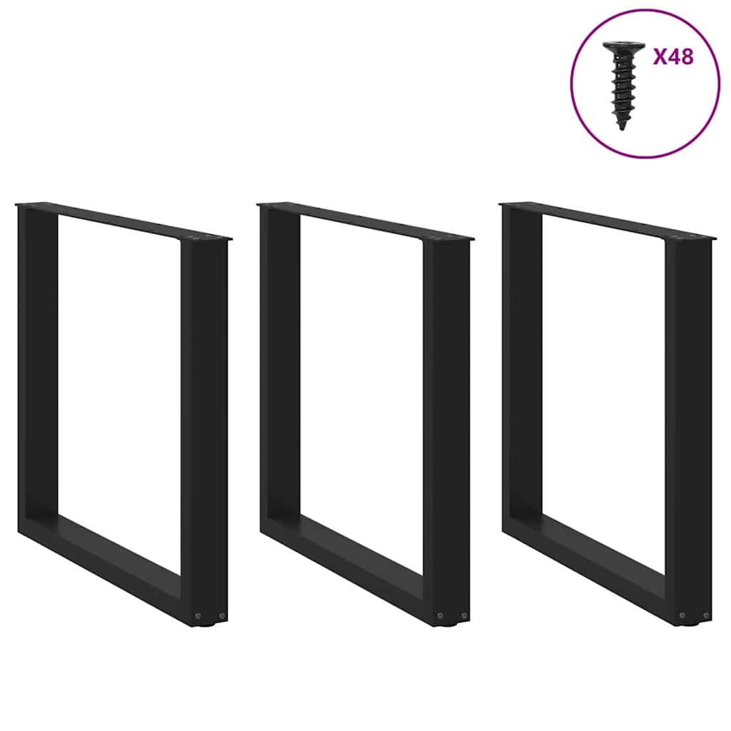 Gambe Tavolino da Caffè a U 3 pz Nero 90x(72-73) cm in Acciaio - homemem39