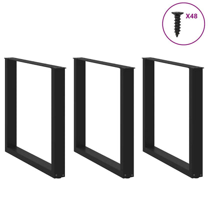 Gambe Tavolino da Caffè a U 3 pz Nero 90x(72-73) cm in Acciaio - homemem39