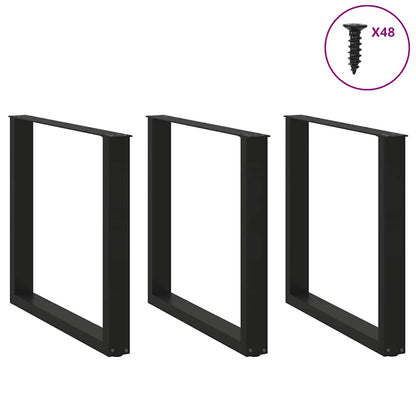 Gambe per tavolo da pranzo a forma di U 3 pz nere 90x(72-73) cm
