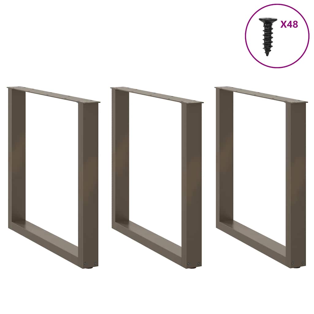 Gambe Tavolino Caffè a U 3 pz Naturale 90x(72-73)cm in Acciaio - homemem39