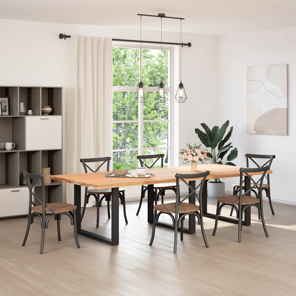 Gambe Tavolo Pranzo a U 2 pz Nero 100x(72-73) cm Acciaio - homemem39