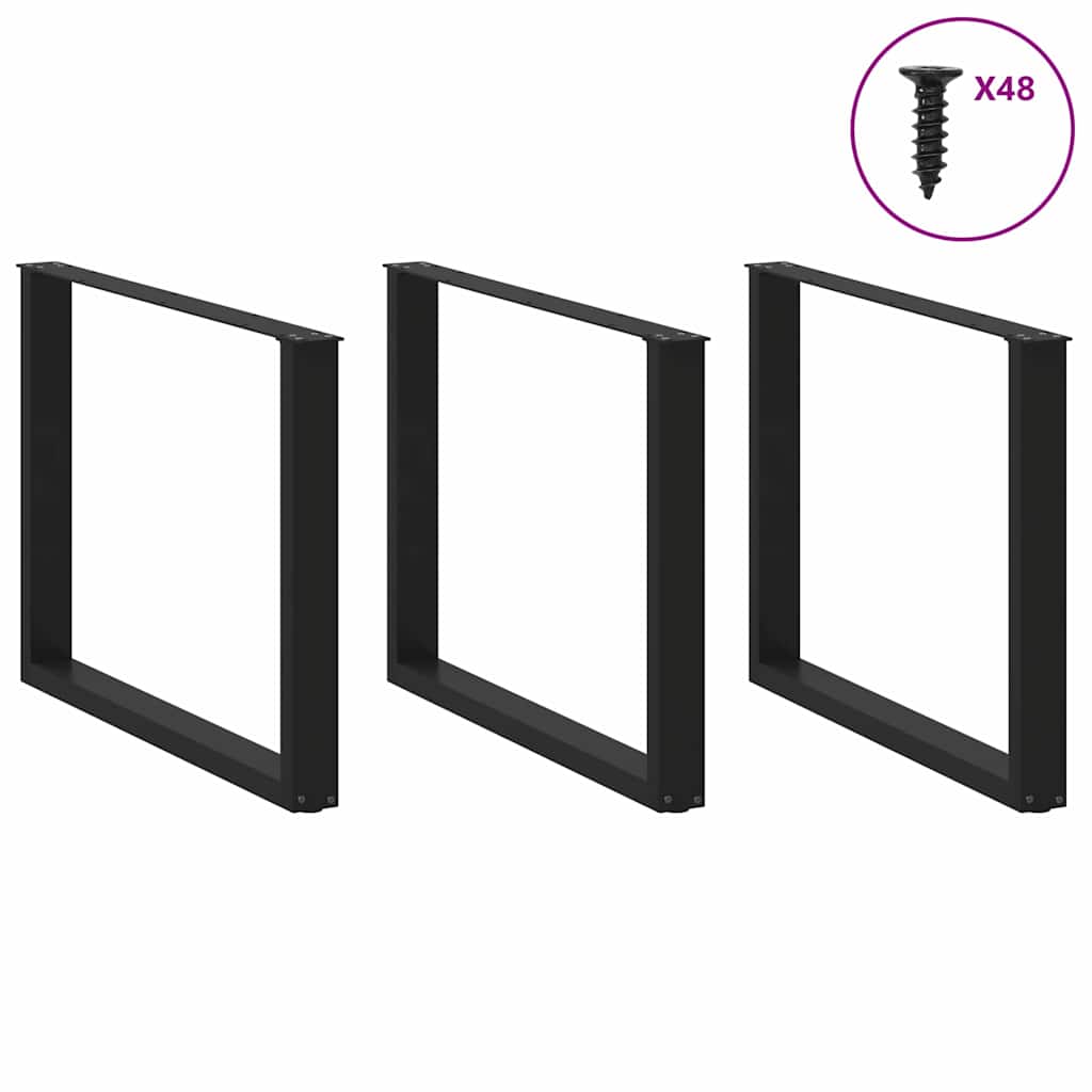 Gambe per tavolo da pranzo a forma di U 3 pz nere 100x(72-73)cm