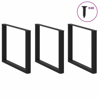 Gambe per tavolo da pranzo a forma di U 3 pz nere 100x(72-73)cm