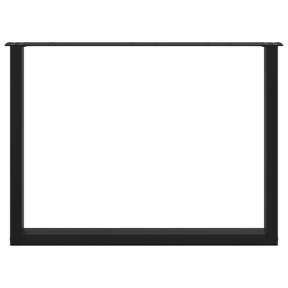 Gambe Tavolo Pranzo a U 2 pz Nero 100x(72-73) cm Acciaio - homemem39