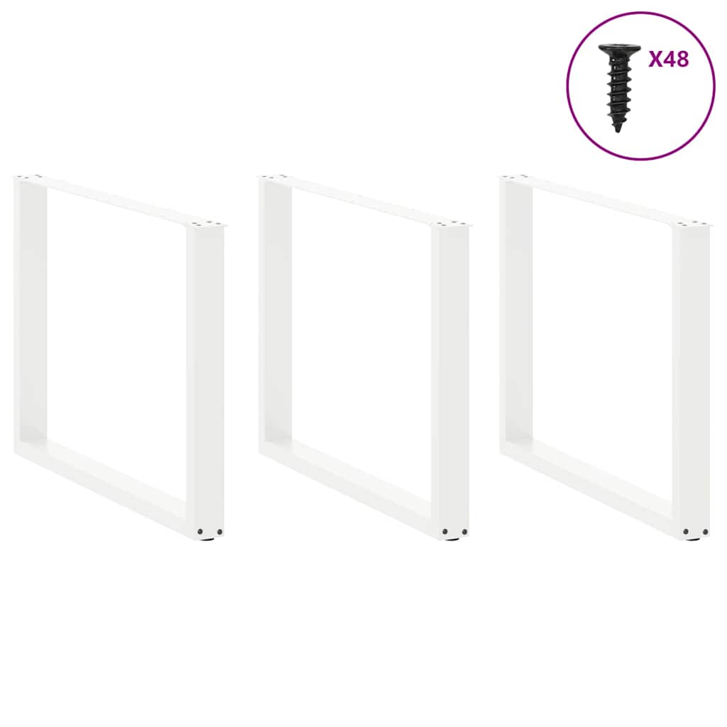 Gambe per tavolo da pranzo forma U 3 pz bianche 100x(72-73) cm