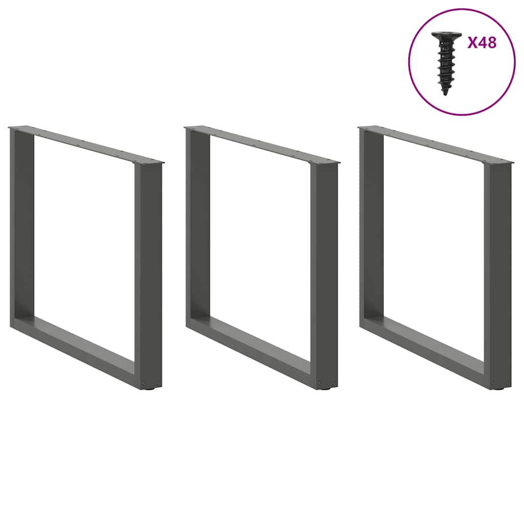 Gambe Tavolo Pranzo a U 2 pz Antracite 100x(72-73)cm in Acciaio - homemem39