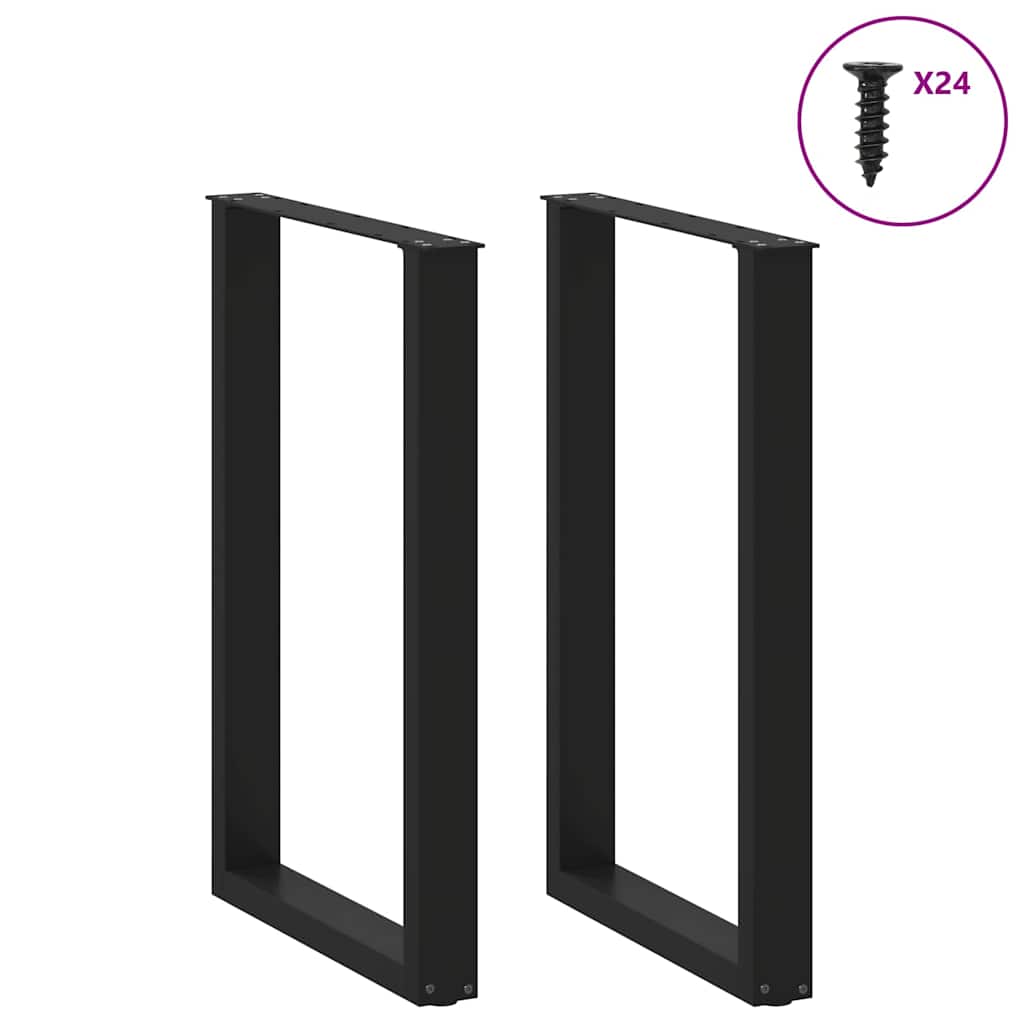 Gambe per tavolo da bar a forma di U 2 pz nere 60x(90-91) cm in acciaio