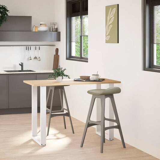 Gambe per tavolo da bar a forma di U 2 pz bianche 60x(90-91) cm in acciaio