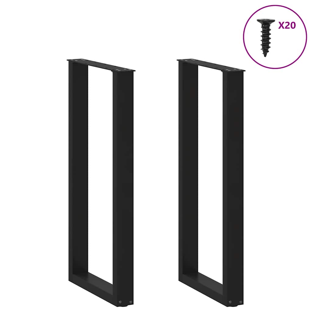 Gambe per tavolo da bar a forma di U 2 pz nere 40x(100-101) cm in acciaio