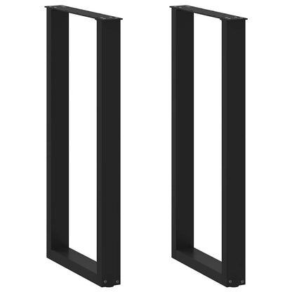 Gambe per tavolo da bar a forma di U 2 pz nere 50x(100-101) cm