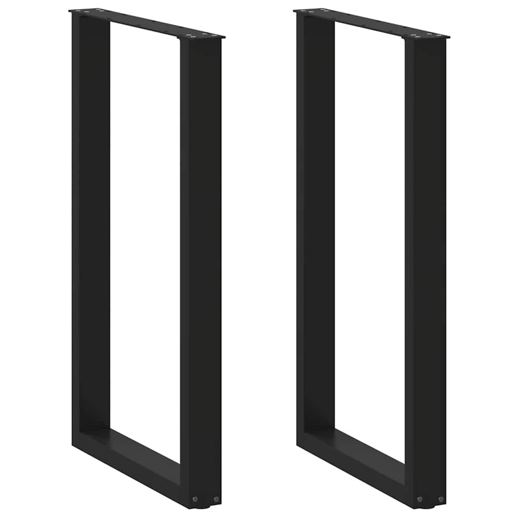 Gambe Tavolino da Caffè a U 2 pz Nero 60x(100-101)cm in Acciaio - homemem39