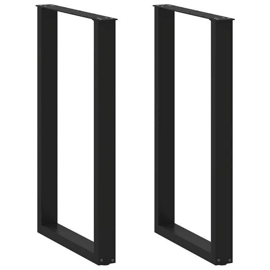 Gambe Tavolino da Caffè a U 2 pz Nero 60x(100-101)cm in Acciaio - homemem39