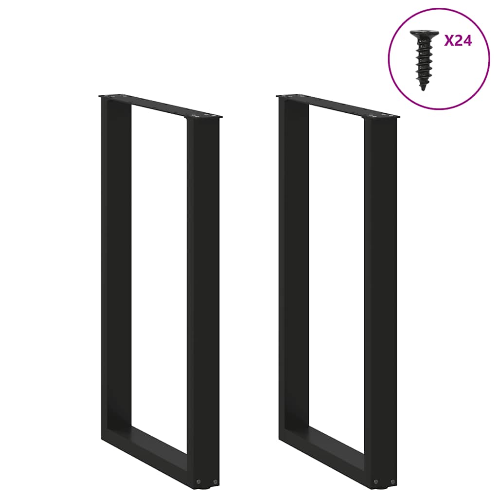 Gambe Tavolino da Caffè a U 2 pz Nero 60x(100-101)cm in Acciaio - homemem39