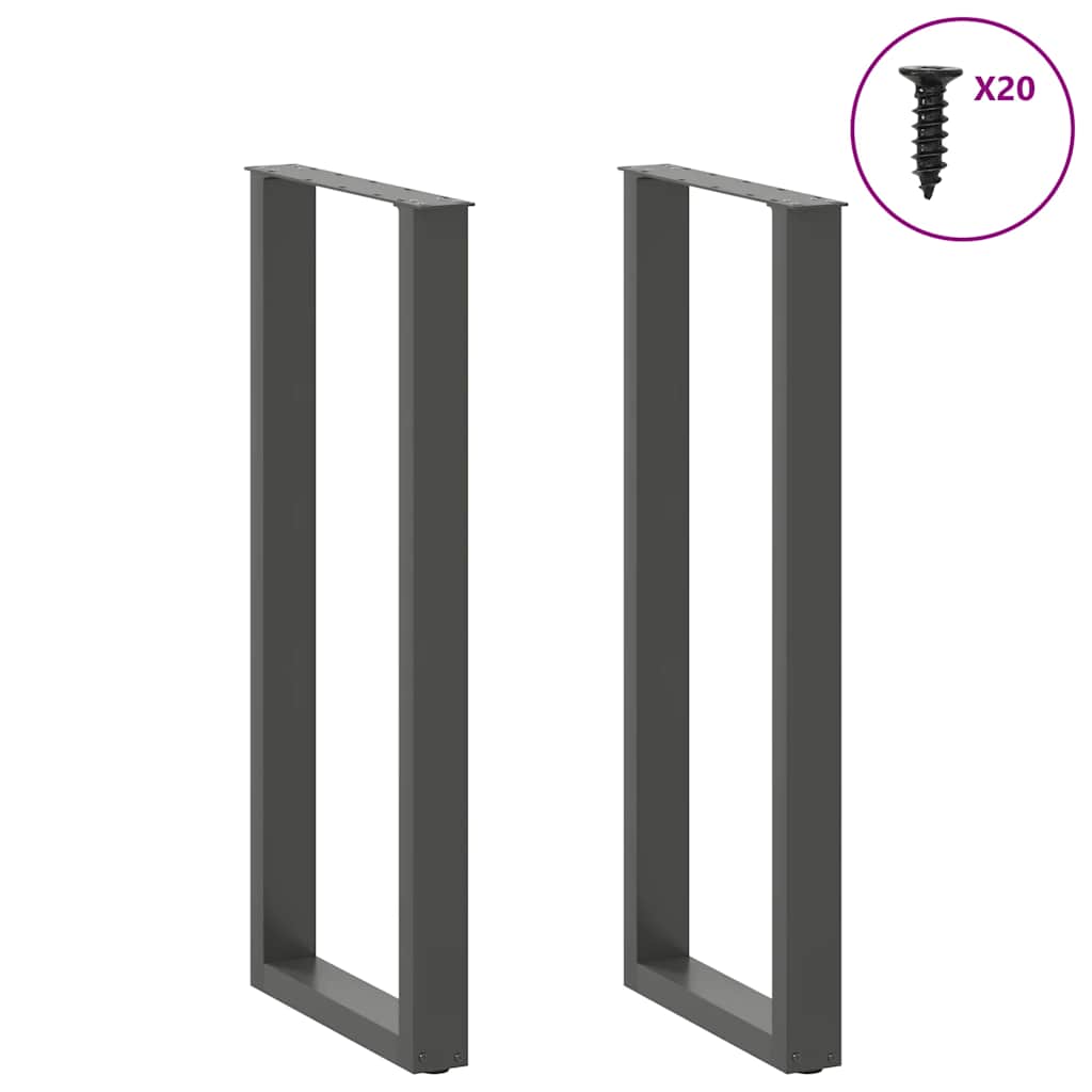 Gambe per tavolo da bar a forma di U 2 pz Antracite 40x(110-111) cm Acciaio