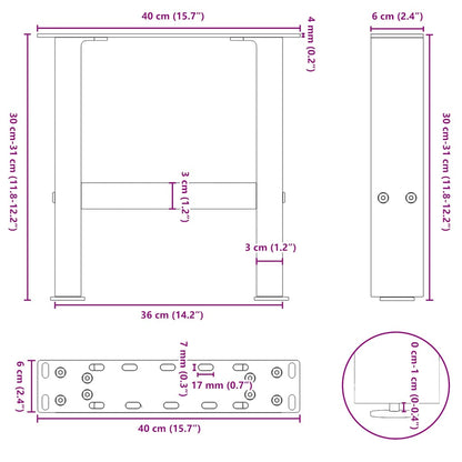 Gambe per Tavolino da Caffè Bianco 2 pz 40x(30-31) cm Acciaio