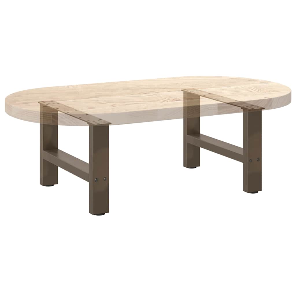 Gambe per Tavolino da Caffè Naturale 2 pz 50x(30-31)cm Acciaio - homemem39