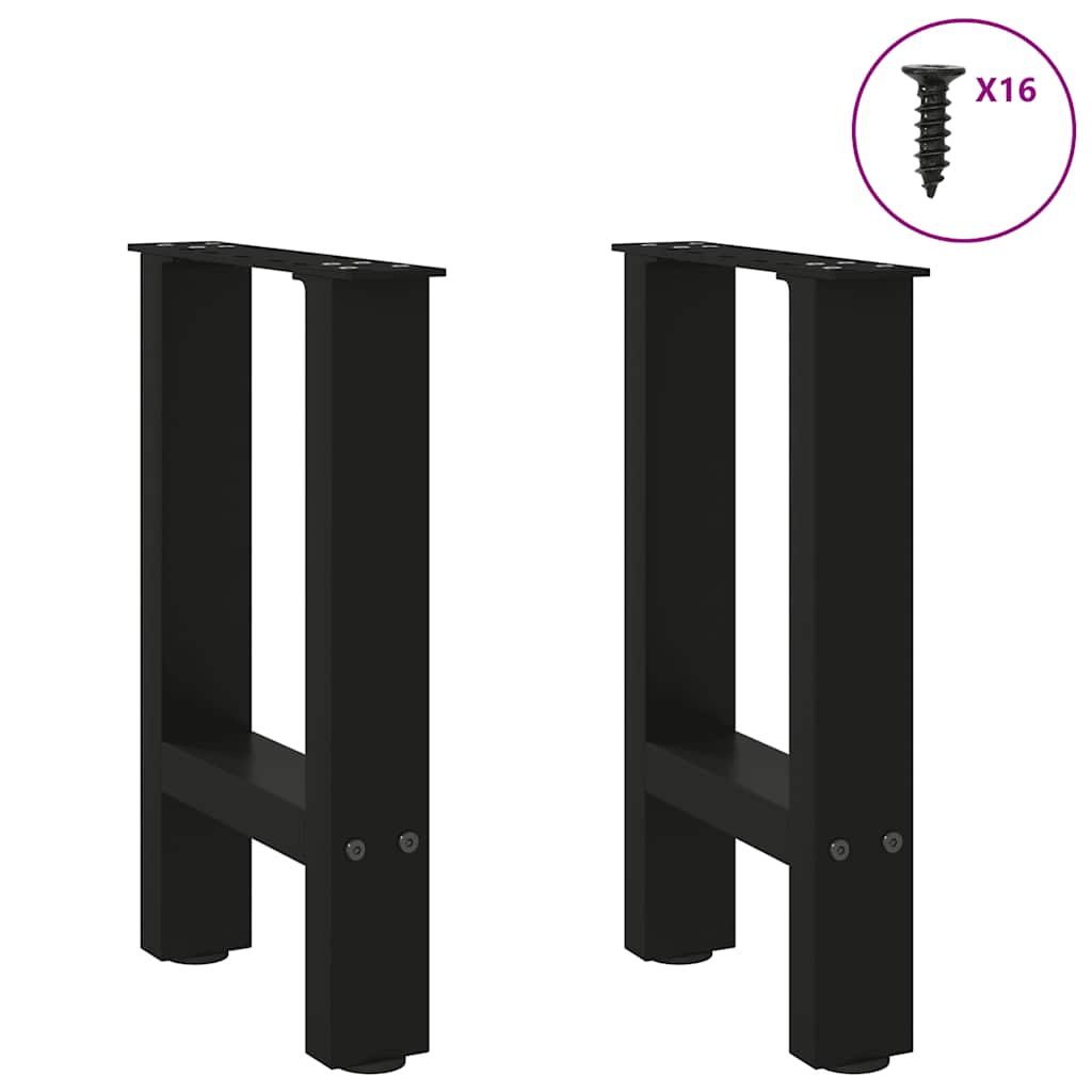Gambe per Tavolino Nero 2 pz 28x(42-43) cm Acciaio - homemem39