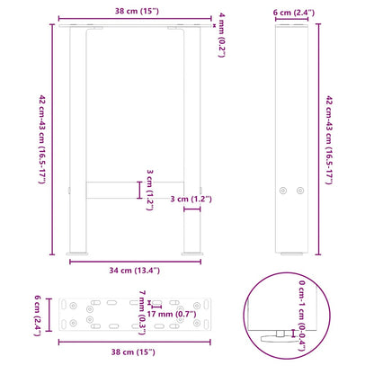 Gambe per Tavolino Bianco 2 pz 38x(42-43) cm Acciaio - homemem39