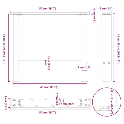 Gambe per Tavolino da Caffè Antracite 2 pz 50x(42-43)cm Acciaio - homemem39
