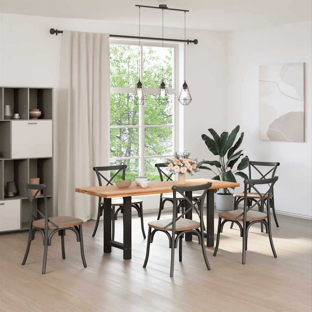 Gambe per tavolo da pranzo nere 2 pz 60x(72-73) cm in acciaio