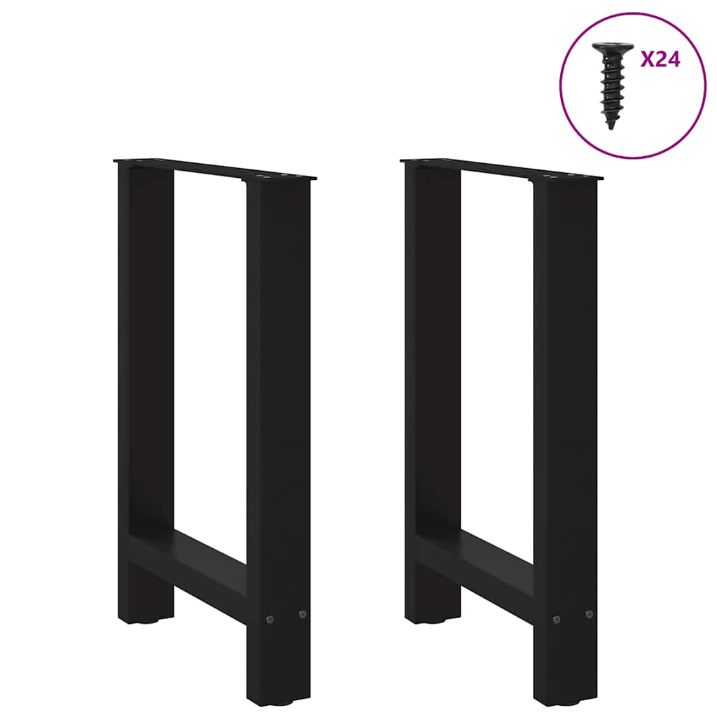 Gambe per tavolo da pranzo nere 2 pz 60x(72-73) cm in acciaio