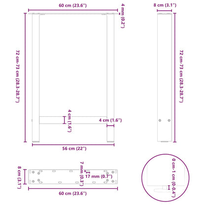 Gambe per Tavolino Bianco 2 pz 60x(72-73) cm Acciaio - homemem39