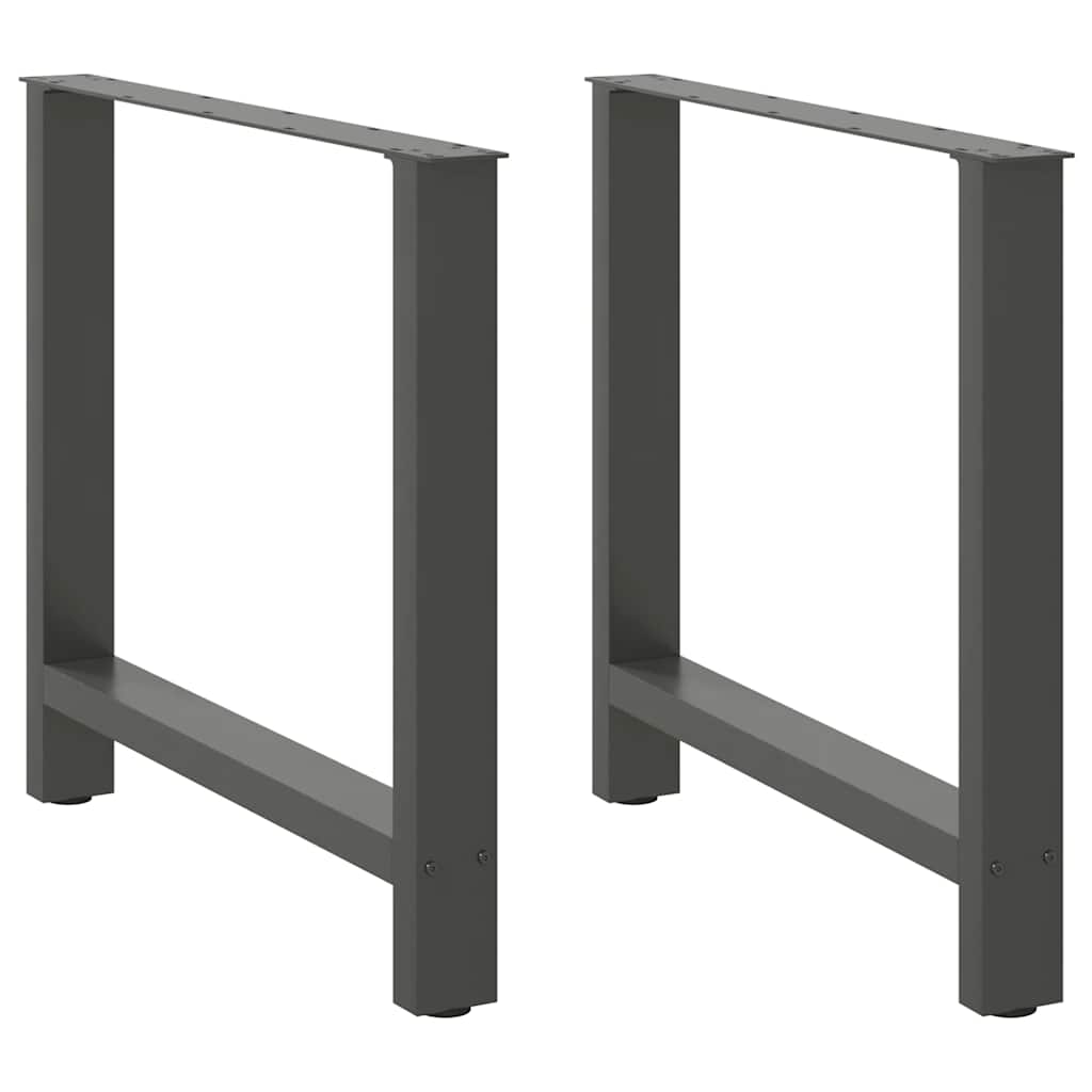 Gambe per Tavolino Antracite 2 pz 70x(72-73) cm Acciaio - homemem39