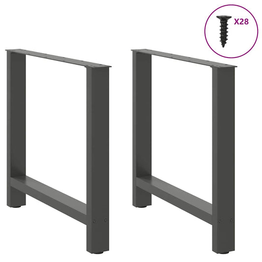 Gambe per Tavolino Antracite 2 pz 70x(72-73) cm Acciaio - homemem39