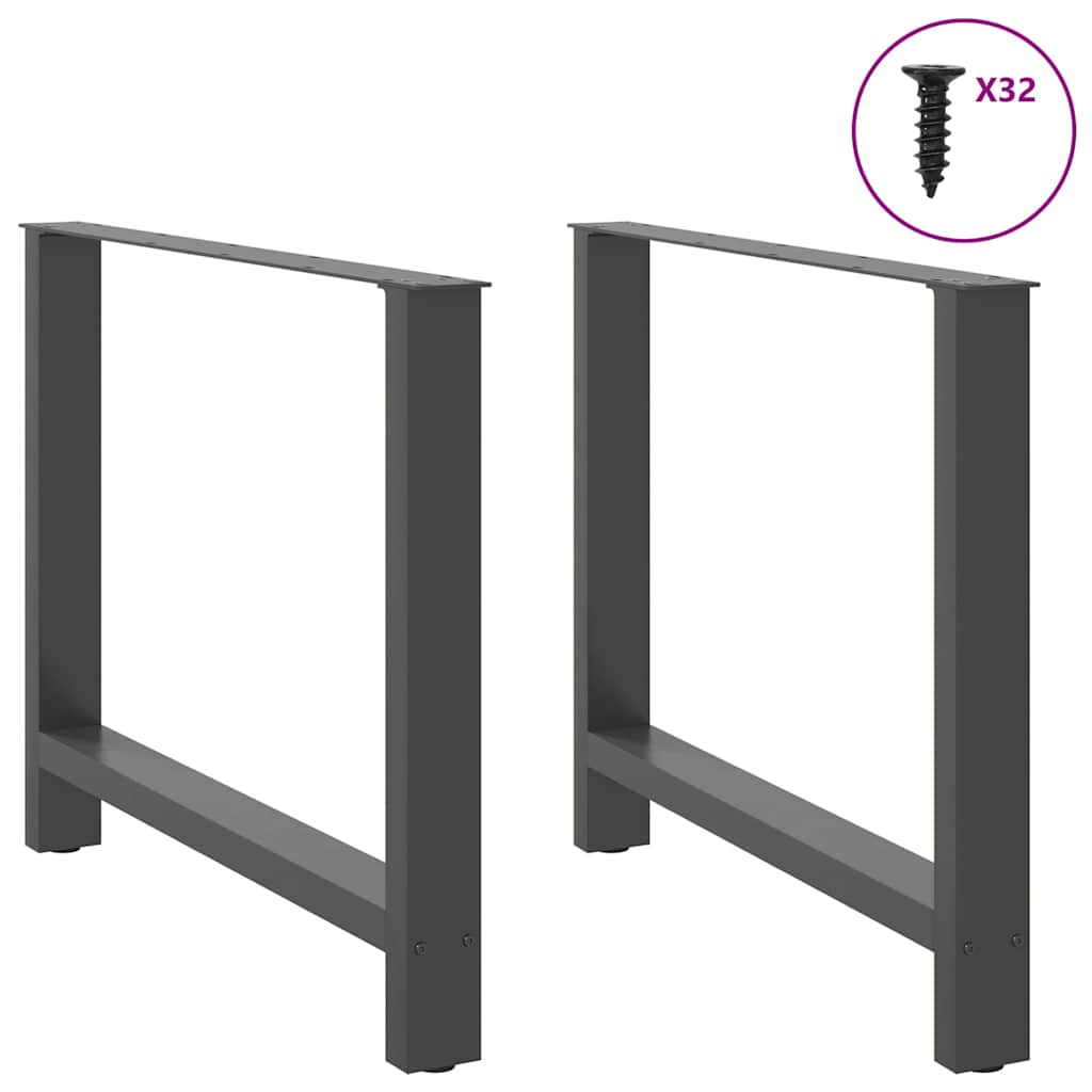 Gambe per tavolo da pranzo antracite 2 pz 90x(72-73) cm