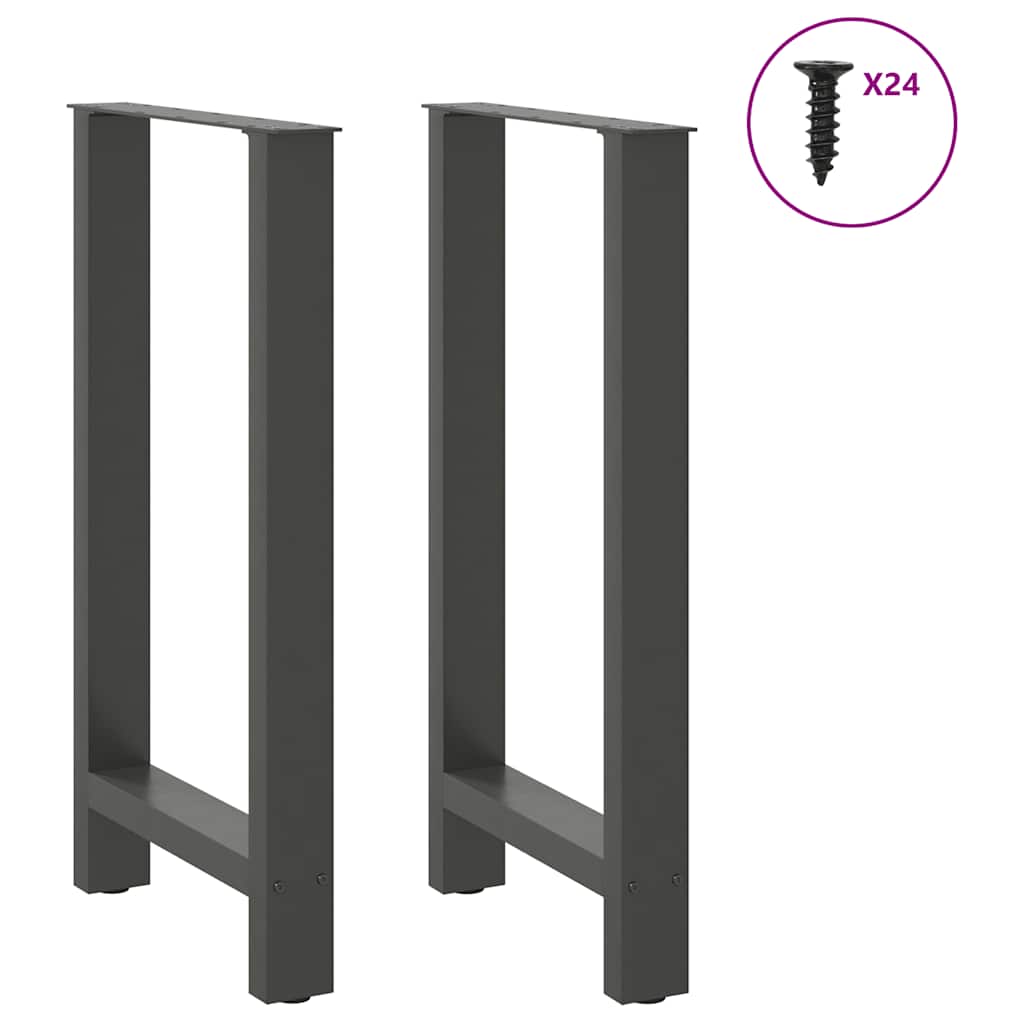 Gambe per tavolo da bar antracite 2 pz 50x(90-91) cm in acciaio