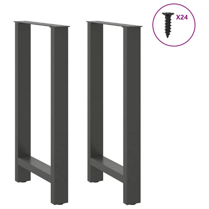 Gambe per tavolo da bar antracite 2 pz 50x(90-91) cm in acciaio
