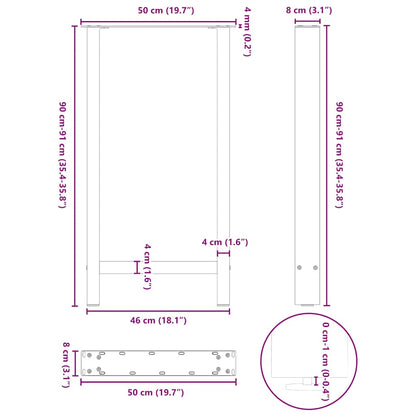 Gambe per Tavolino Acciaio Naturale 2 pz 50x(90-91) cm Acciaio - homemem39